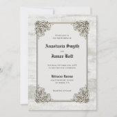 Rustic Wood Carved Lijst Wedding Invitation Kaart (Voorkant)