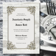 Rustic Wood Carved Lijst Wedding Invitation