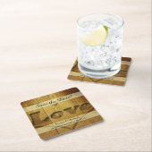 Rustic Wood Carved Love Save the Date Kartonnen Onderzetters (Insitu)