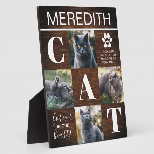 Rustic Wood Cat Memorial Photo Fotoplaat (Zijkant)
