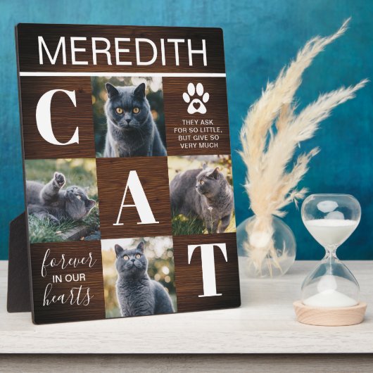 Rustic Wood Cat Memorial Photo Fotoplaat (Zijkant)