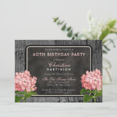 Rustic Wood Chalk Floral Birthday Party Kaart (Staand voorkant)