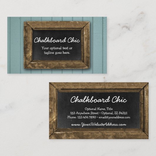 Rustic Wood Chalkboard Lijst Shabby Chic Blue Visitekaartje (Voorkant / Achterkant)