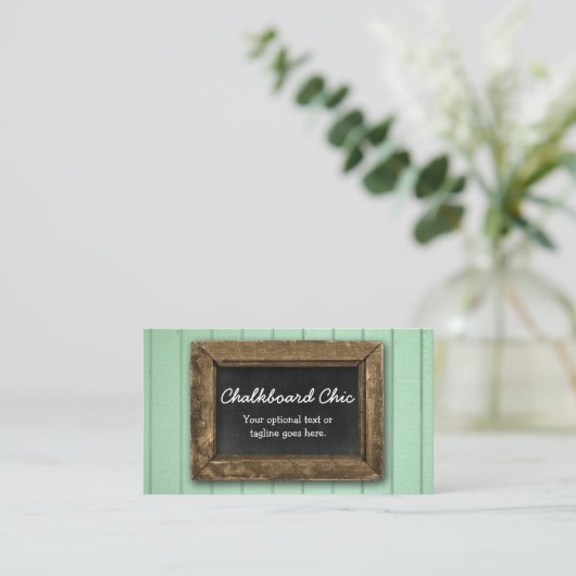 Rustic Wood Chalkboard Lijst Shabby Chic Mint Visitekaartje (Staand voorkant)