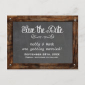 Rustic Wood CHALKBOARD Save the Date Briefkaart (Voorkant)