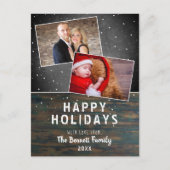 Rustic Wood Chalkboard Sneeuw 2 Kerstmis Briefkaart (Voorkant)