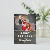 Rustic Wood Chalkboard Sneeuw 2 Kerstmis Briefkaart (Staand voorkant)