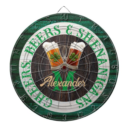 Rustic Wood Cheers Beers Shenanigans Dartbord (Voorkant)