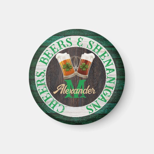 Rustic Wood Cheers Beers Shenanigans Magneet (Voorkant)