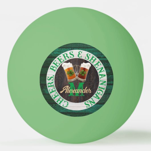 Rustic Wood Cheers Beers Shenanigans Pingpongbal (Voorkant)