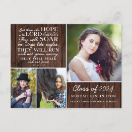 Rustic Wood Christelijk Afstuderen Jesaja 40 Briefkaart
