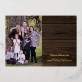 Rustic Wood Christelijk Verse kerstfoto Folie Feestdagenkaart (Voorkant)