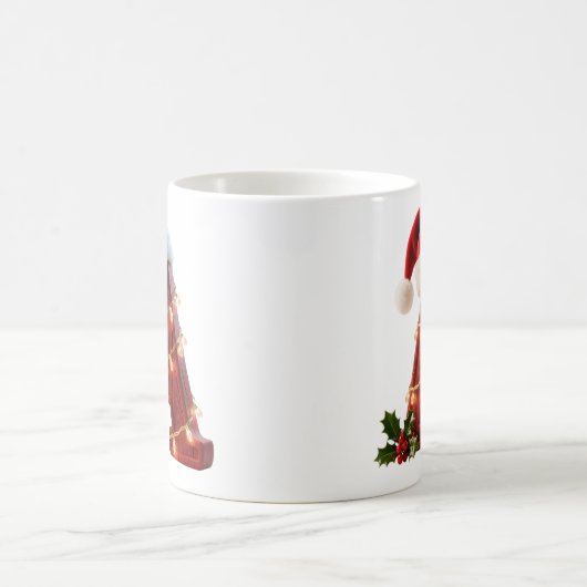 Rustic Wood Christmas Letter A String Lights Koffiemok (Center)