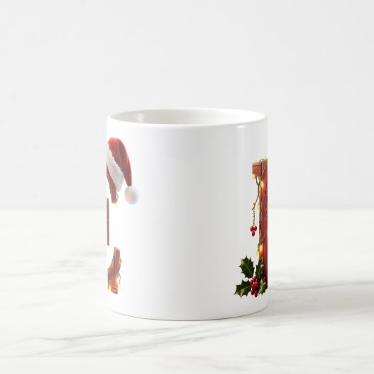 Rustic Wood Christmas Letter E String Lights Koffiemok (Center)