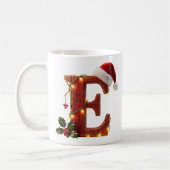 Rustic Wood Christmas Letter E String Lights Koffiemok (Links)