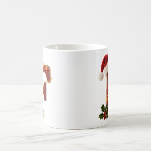 Rustic Wood Christmas Letter F String Lights Koffiemok (Center)