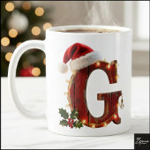 Rustic Wood Christmas Letter G String Lights Koffiemok