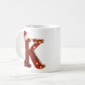 Rustic Wood Christmas Letter K String Lights Koffiemok (Voorkant links)