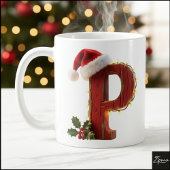 Rustic Wood Christmas Letter P String Lights Koffiemok