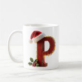 Rustic Wood Christmas Letter P String Lights Koffiemok (Links)