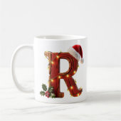Rustic Wood Christmas Letter R String Lights Koffiemok (Links)