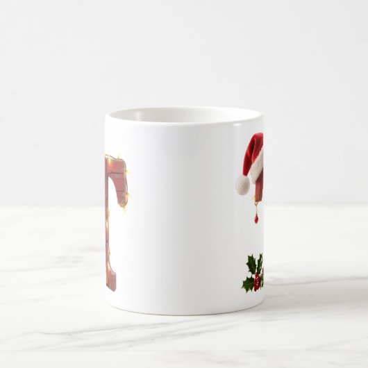 Rustic Wood Christmas Letter T String Lights Koffiemok (Center)