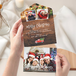Rustic Wood Christmas Photo Seal en Stuur Kaart