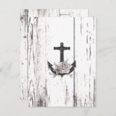 Rustic Wood Coastal Beach Anchor Bewaar de datum Aankondigingskaart (Voorkant / Achterkant)