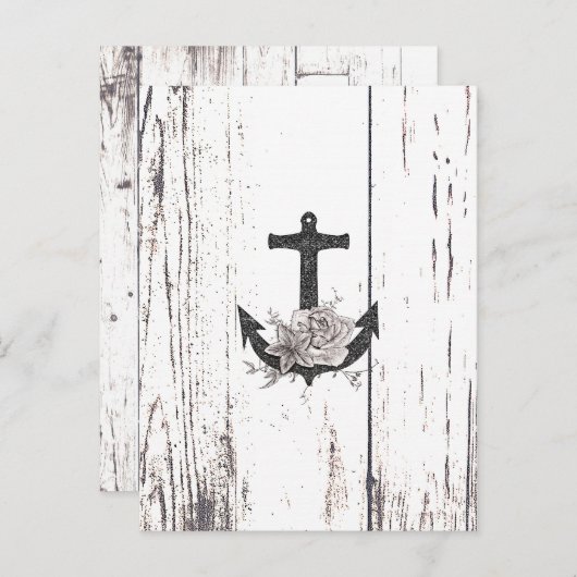 Rustic Wood Coastal Beach Anchor Bewaar de datum Aankondigingskaart (Voorkant / Achterkant)
