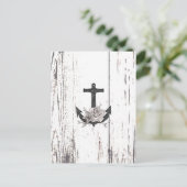 Rustic Wood Coastal Beach Anchor Bewaar de datum Aankondigingskaart (Staand voorkant)