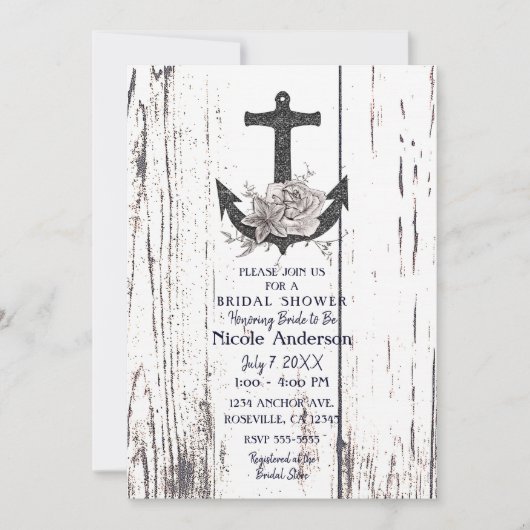 Rustic Wood Coastal Beach Anchor Vrijgezellenfeest Kaart (Voorkant)