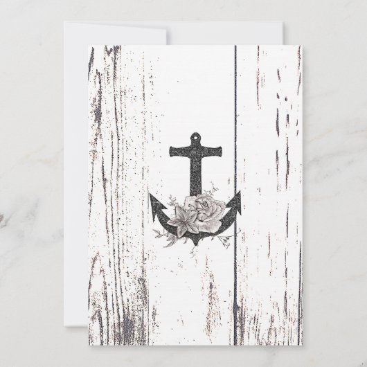Rustic Wood Coastal Beach Anchor Vrijgezellenfeest Kaart (Achterkant)