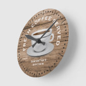Rustic Wood Coffee Theme Farmhouse Kitchen Ronde Klok (Hoek)