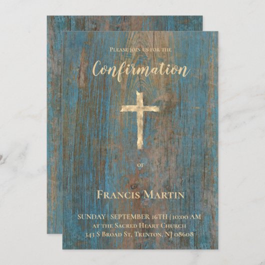 rustic wood Confirmation Kaart (Voorkant / Achterkant)