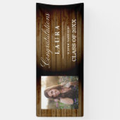 Rustic Wood Congrats Afstudeerder Afstuderen Photo Spandoek (Verticaal)