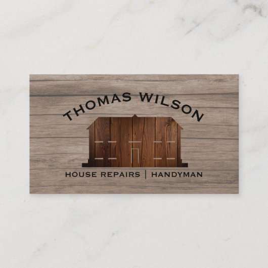 Rustic Wood Construction Handyman Carpenter Tools Visitekaartje (Voorkant)