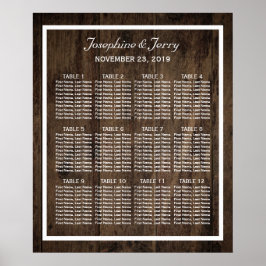 Rustic Wood Country Barn Wedding Seating Chart Poster