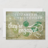 Rustic Wood Country Engaged Engagement Party Kaart (Voorkant)