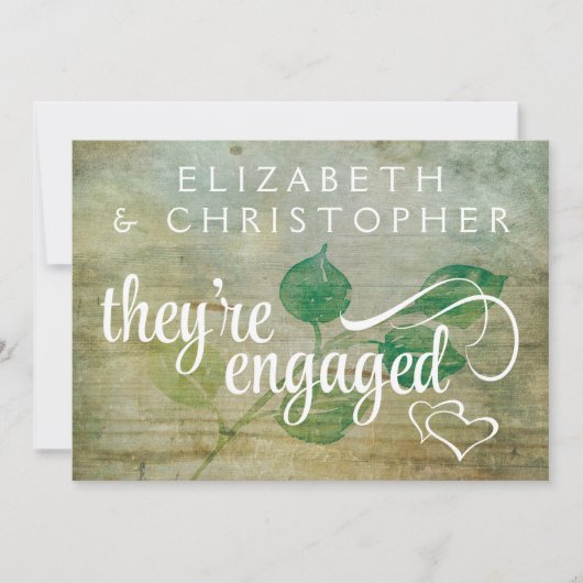 Rustic Wood Country Engaged Engagement Party Kaart (Voorkant)