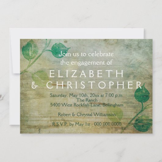 Rustic Wood Country Engaged Engagement Party Kaart (Achterkant)