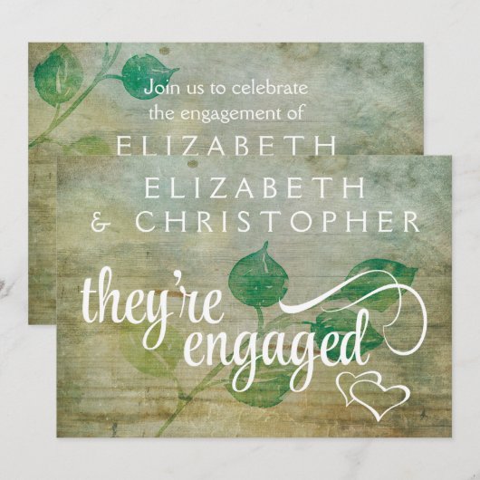 Rustic Wood Country Engaged Engagement Party Kaart (Voorkant / Achterkant)