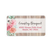 Rustic Wood Country Farmhouse Floral Roos Adres Etiket (Voorkant)