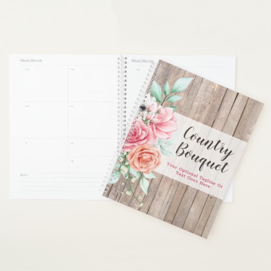 Rustic Wood Country Farmhouse Floral Roos Boutique Planner (Display)