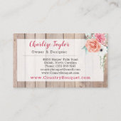 Rustic Wood Country Farmhouse Floral Roos Elegant Visitekaartje (Achterkant)