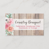 Rustic Wood Country Farmhouse Floral Roos Elegant Visitekaartje (Voorkant)