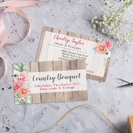 Rustic Wood Country Farmhouse Floral Roos Elegant Visitekaartje