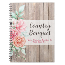 Rustic Wood Country Farmhouse Floral Roos Journal Notitieboek