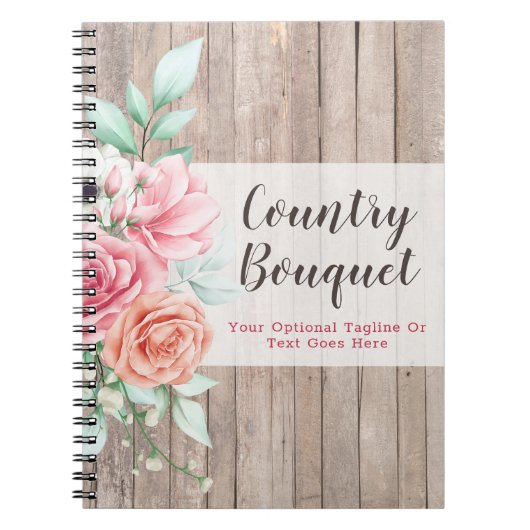 Rustic Wood Country Farmhouse Floral Roos Journal Notitieboek (Voorkant)
