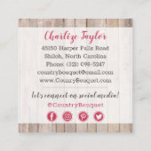 Rustic Wood Country Farmhouse Floral Social Media Vierkante Visitekaartje (Achterkant)