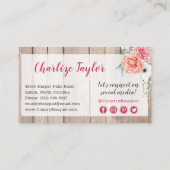 Rustic Wood Country Farmhouse Floral Social Media Visitekaartje (Achterkant)